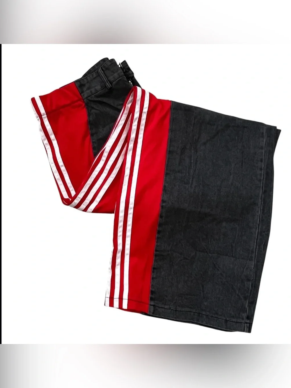 Men Black Sweatpants with Red Side Stripes - Picture 4 of 10
